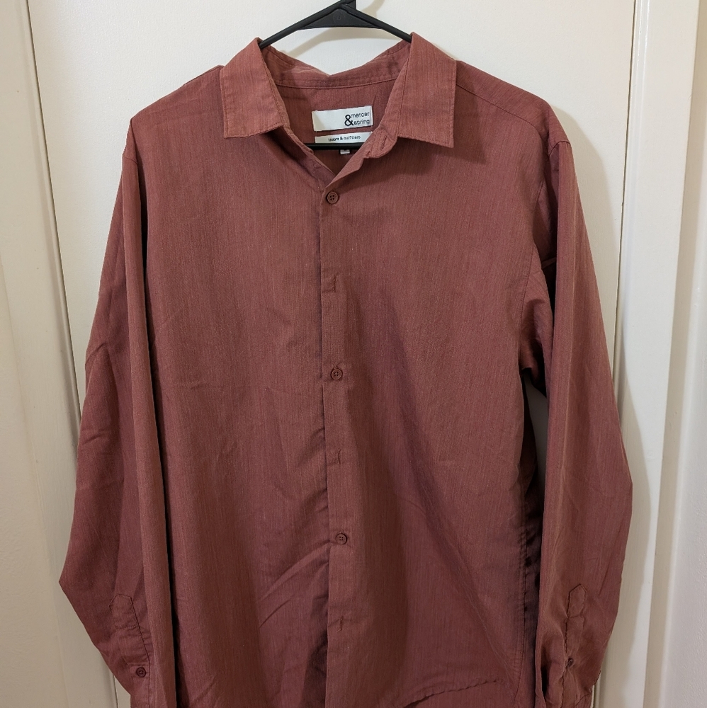 Men's Brown Button-Up Shirt
